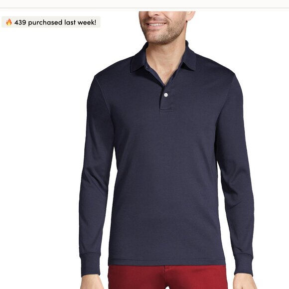 Long-Sleeve Cotton Supima Polo Shirt from Lands' End - Picture 7 of 7